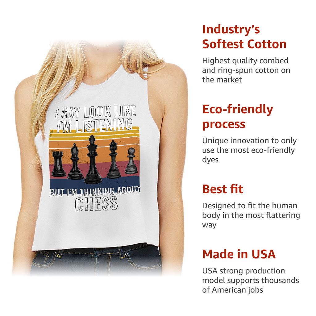 Chess Racerback Cropped Tank - Bright Women's Tank - Colorful Tank Top
