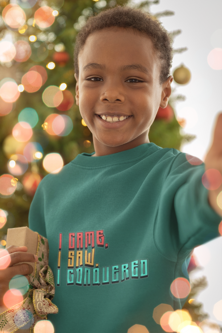 I Came I Saw I Conquered Toddler Raglan Sweatshirt - Cool Sponge Fleece Sweatshirt - Best Selling Kids' Sweatshirt